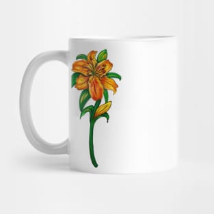 Flowers of spring Lily Lilly flower painting 2 -  orange tiger lily with green leaves and stem Botanical Garden Gardener Gardening Lillies Mug